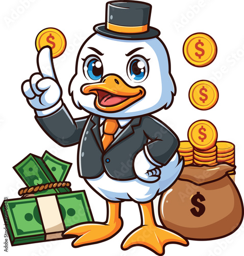 Wallpaper Mural A funny cartoon illustration of a smiling snowman character wearing a festive cap and hat, holding money and a Christmas gift in a drawing style similar to a leprechaun clip art vector Torontodigital.ca