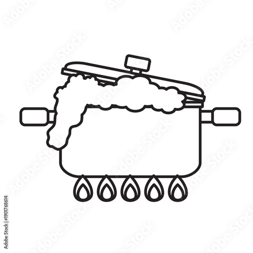 	吹きこぼれている鍋