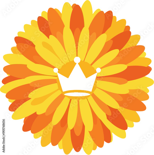 Royal Gold Crown with Chrysanthemum Flower Petals Vector Design for Japanese Emperor Hirohito Commemoration