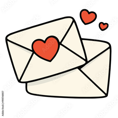 Love letter envelope heart romantic cute illustration affection message valentine