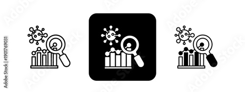 Disease Analysis  Solid color and black line drawing vector illustration set