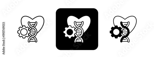 Biomedical Engineering  Solid color and black line drawing vector illustration set