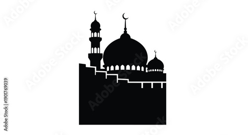 Ramadan Village Mosque Aerial Silhouette View