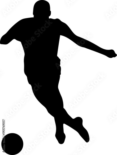 Silhouette Running Fast Pose for Chasing the Ball