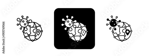 Epidemiology Research  Solid color and black line drawing vector illustration set