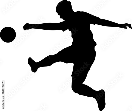 Silhouette Airborne Kick, Jumping Gesture Pose for a Spectacular Kick in the Air