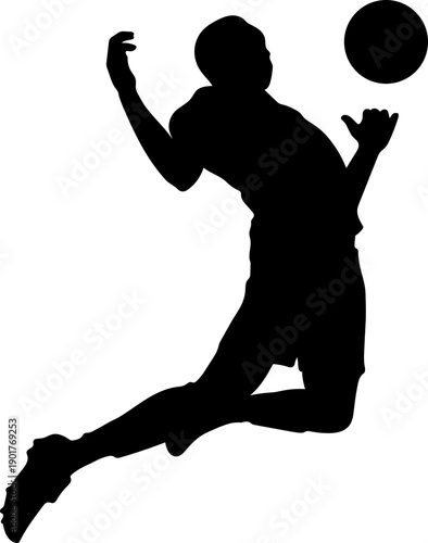 Silhouette Controlling Ball in Air with Chest