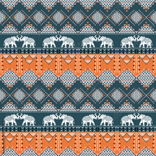 Geometric elephant pattern, applied Thai graphic style.