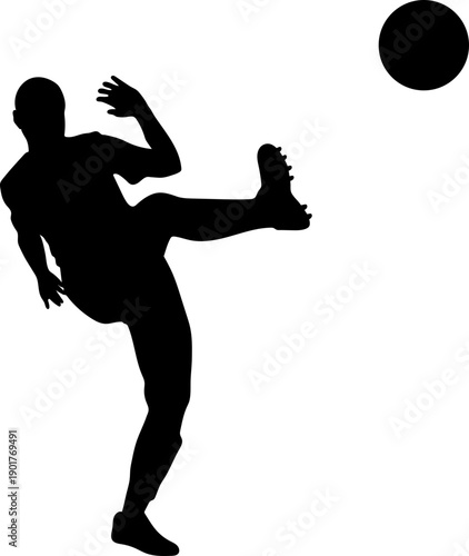 Silhouette Kick the Ball Gesture Pose, Kicking Directly to the Goal