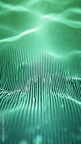 Wallpaper Mural Abstract green wavy lines with vertical streaks and light reflections, depth of field effect Torontodigital.ca