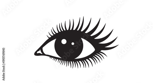 Human Eye in Minimalist Illustration Style with High Contrast Black and White for Beauty and Cosmetics Advertising