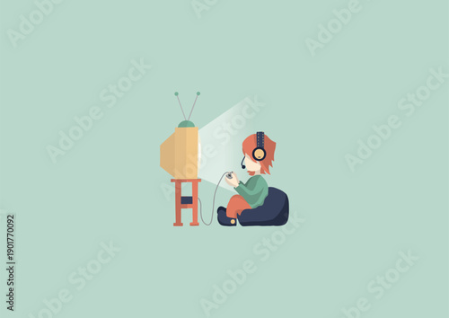 Wallpaper Mural A flat cartoon illustration of a businessman with a light bulb symbol and money icons representing creative work and success concepts in a modern vector art design Torontodigital.ca