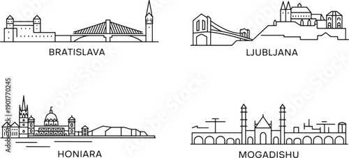 Yaren skyline cityscape landmarks modern architecture famous travel destination vector illustration