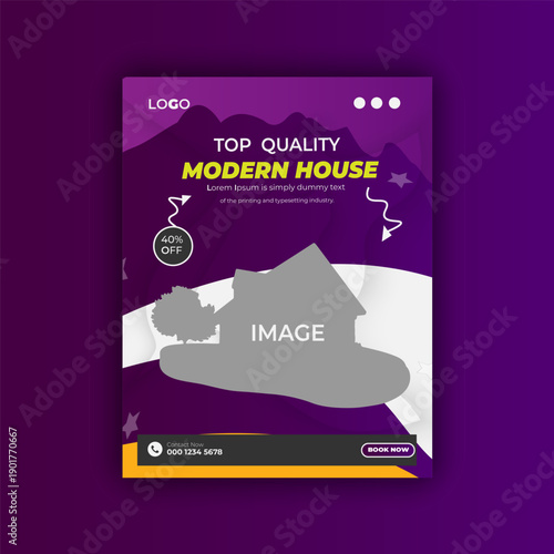 Top Quality House for Sale Social Media Flyer Design template.