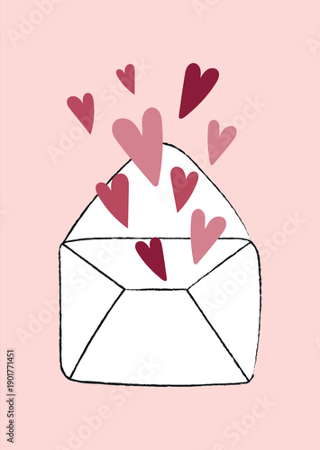 Wallpaper Mural A romantic pink Valentine Day illustration featuring a vector heart envelope card design as a symbolic gift invitation for a wedding celebration Torontodigital.ca