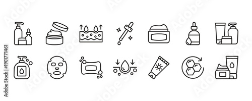 Skin Care Icon Set. Vector Graphic Illustration.