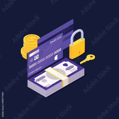 Wallpaper Mural A 3d vector illustration of a credit card with euro banknotes and cash money featuring a bank finance icon and digital technology symbol for web design Torontodigital.ca