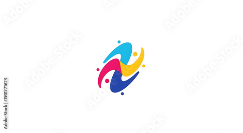Free Download Abstract colorful logo design with swirling shapes and dots on a white background image view ai generated - GFXLoad