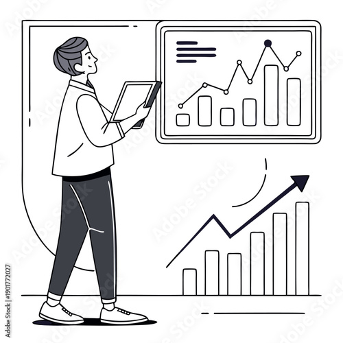 Wallpaper Mural A professional businessman in an office hand drawing a financial growth chart on a glass board to represent market success and rising profit Torontodigital.ca