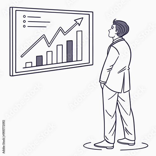 Wallpaper Mural A professional businessman in a suit presents a financial growth chart and arrow diagram to a businesswoman in the office, illustrating a successful corporate profit concept Torontodigital.ca