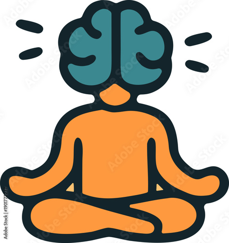 Meditating individual with a large exposed brain suitable for science, mindfulness, mental health, meditation, and psychologyrelated concepts.