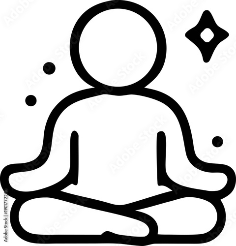 Person in deep meditation surrounded by glowing sparkles. Suitable for meditation, mindfulness, relaxation, spirituality, yoga, inner peace concepts.