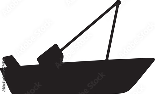 Fishing boat black icon on transparent background small vessel for recreation and sport detailed illustration