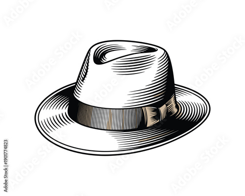 A stylish fedora hat with a wide brim and indented crown, perfect for adding a touch of sophistication to any outfit