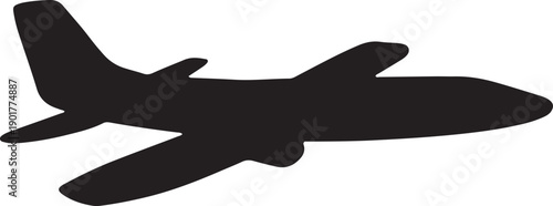 Jet silhouette on transparent background airplane passenger flight tourism aviation transport concept