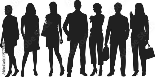 business silhouettes, professional group, corporate teamwork, leadership concept, office diversity, workplace collaboration, career success