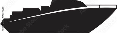 Modern yacht black silhouette on transparent background luxury boat for travel and leisure sleek design
