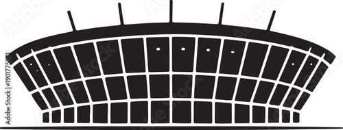 Modern sports stadium building outline vector illustration for athletic events and concerts