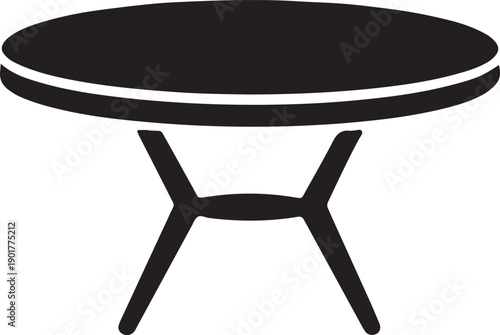 Round dining table silhouette with modern metal frame for contemporary home furniture layout
