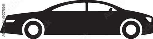 Side view silhouette of a modern sedan car, smooth lines, four doors, sleek design
