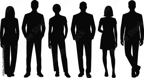 business silhouettes, professional group, corporate teamwork, leadership concept, office ,