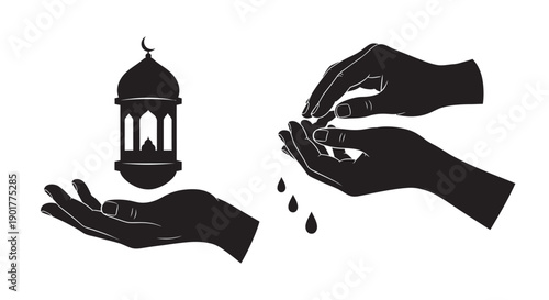 Ramadan Prayer Silhouette with Holy Quran