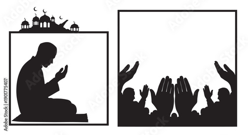 Muslim Praying Silhouette with Prayer Beads