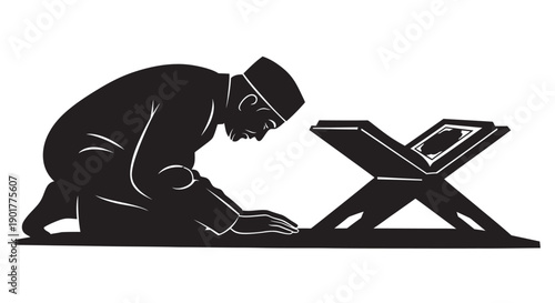 Ramadan Greeting Card Icon Silhouette Hands