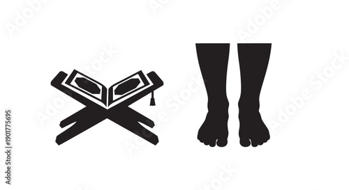 Ramadan Family Worship Icon Silhouette Banner