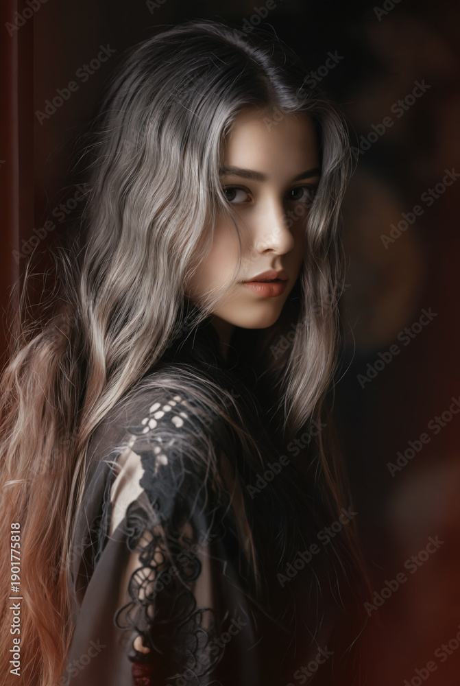 Fototapeta premium Generated art and fashion portrait of a woman.