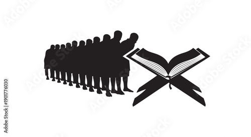 Ramadan Prayer Silhouette Icon for Decoration