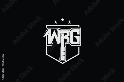 Letter R, W and G monogram sledgehammer shape logo vector template
