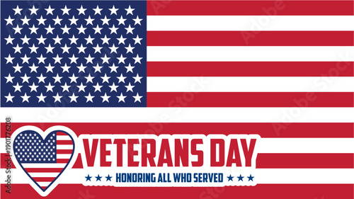World lettering veterans day flag america vector design template