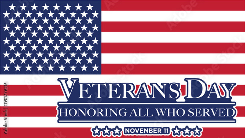 World lettering veterans day flag america vector design template