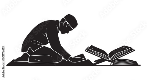 Ramadan Silhouette Sticker of Opening Takbir Prayer