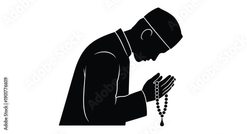 Ramadan Prayer Silhouette with Holy Quran