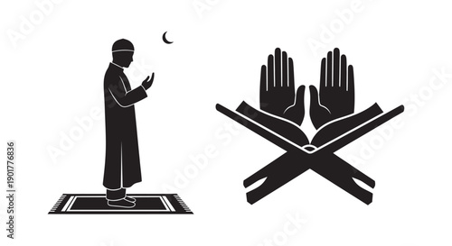 Ramadan Prayer Silhouette Leaving Mosque