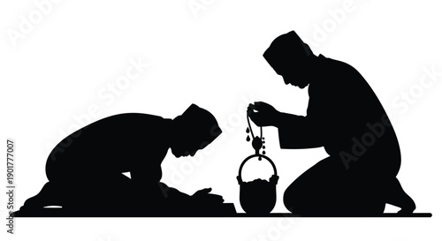 Ramadan Prayer Emblem Silhouette Banner Design