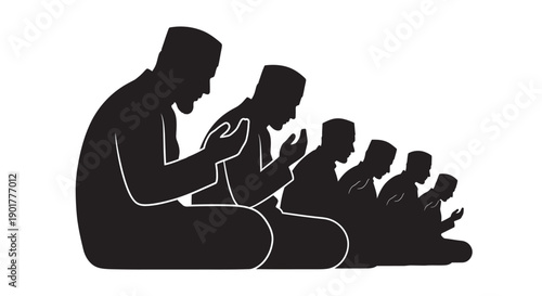 Ramadan Silhouette Prayer Scene in Sujood Posture