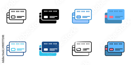 Credit Card Support icons set multiple style collection. Editable stroke 
